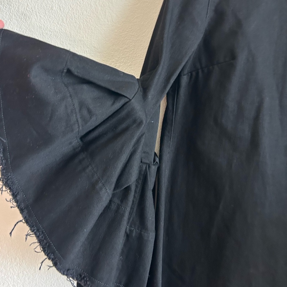 Marques Almeida Black Denim Frayed Mini Dress Medium Ruffle Cuffs - Picture 4 of 10